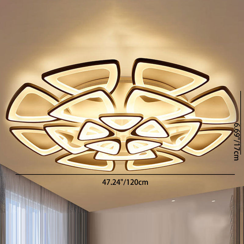 Contemporary Creative Combination Triangle Hardware Acrylic LED Flush Mount Ceiling Light For Living Room