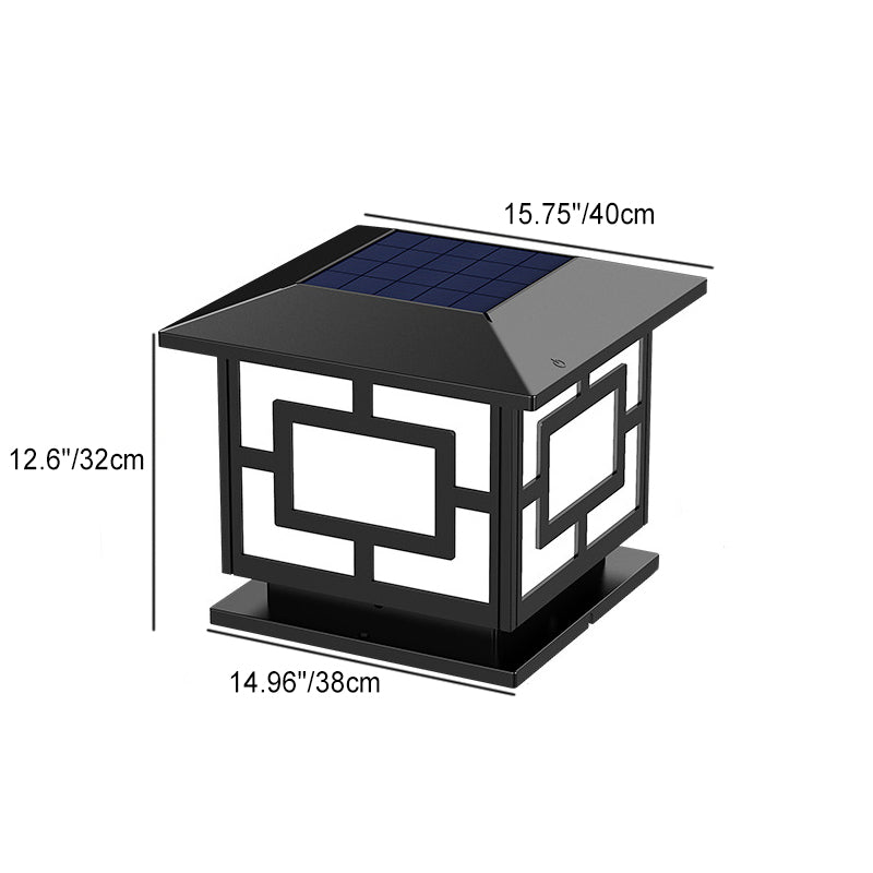 Traditional Chinese Solar Waterproof ABS Acrylic Square Lantern LED Landscape Lighting Outdoor Light For Outdoor Patio