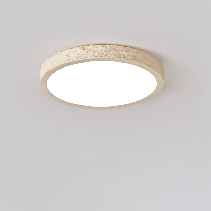 Modern Minimalist Round Stone Grain Resin Iron LED Flush Mount Ceiling Light For Bedroom