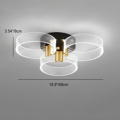 Modern Minimalist Multi Round Aluminum Acrylic LED Semi-Flush Mount Ceiling Light For Living Room