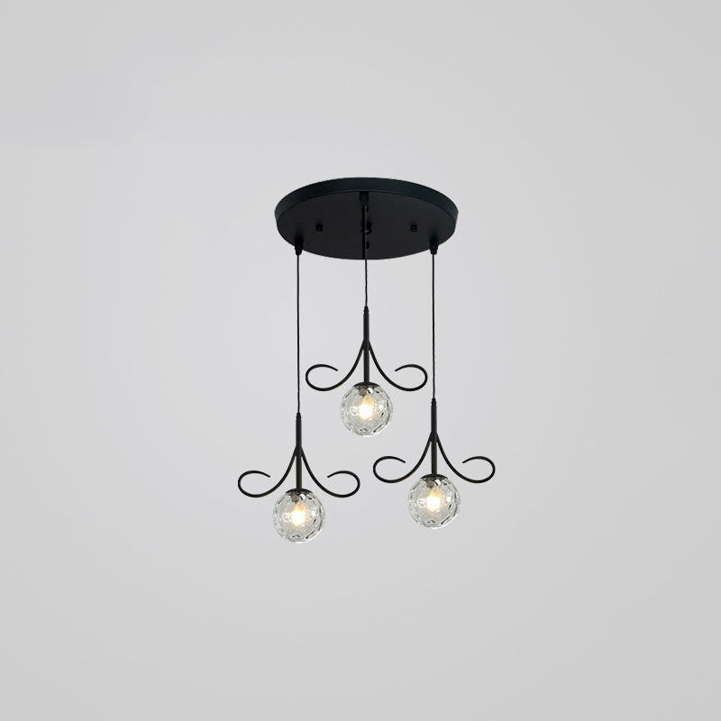 Contemporary Nordic Ball Beard Iron Glass 3 Light Chandeliers Island Light For Dining Room