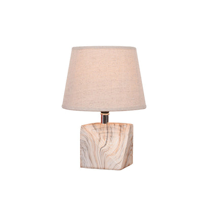 Contemporary Scandinavian Square Ceramic Base Fabric 1-Light Table Lamp For Bedroom