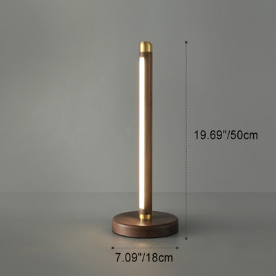 Modern Minimalist Linear Wood Copper Acrylic LED Table Lamp For Bedroom