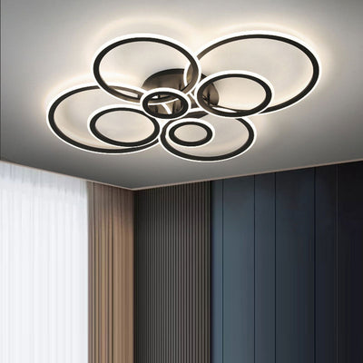 Modern Minimalist Combination Round Circle Hardware Acrylic LED Semi-Flush Mount Ceiling Light For Living Room