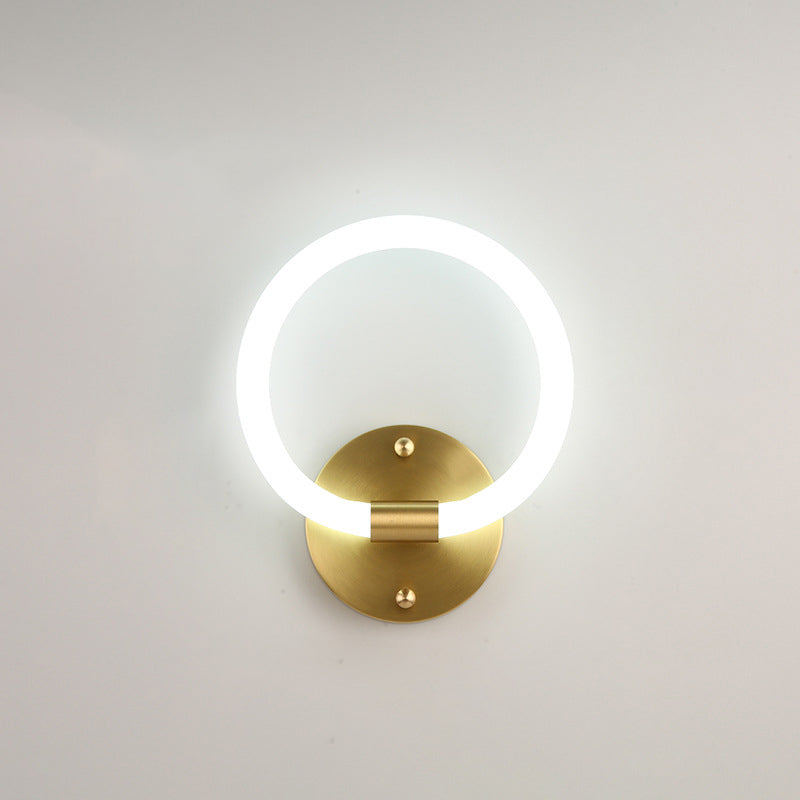 Contemporary Creative Brass Acrylic Round Oval Figure Six Eight Letter LED Wall Sconce Lamp For Hallway