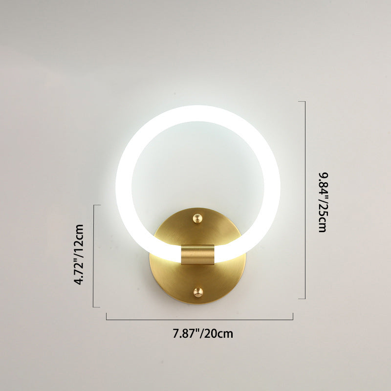 Contemporary Creative Brass Acrylic Round Oval Figure Six Eight Letter LED Wall Sconce Lamp For Hallway