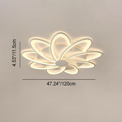 Contemporary Creative Petal Hardware Acrylic LED Semi-Flush Mount Ceiling Light For Living Room