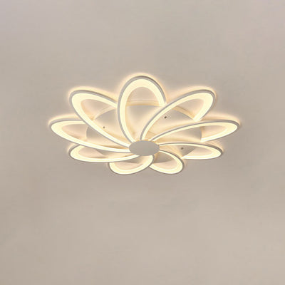 Contemporary Creative Petal Hardware Acrylic LED Semi-Flush Mount Ceiling Light For Living Room