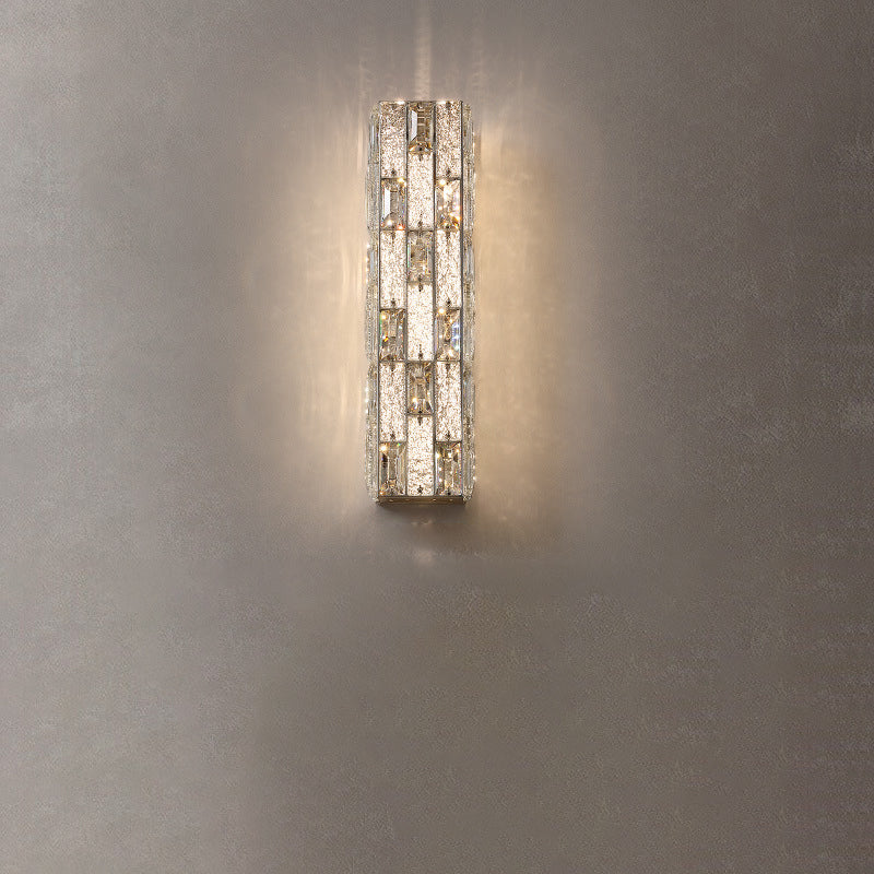 Modern Luxury Rectangle Stainless Steel Crystal LED Wall Sconce Lamp For Bedroom