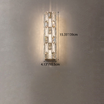 Modern Luxury Rectangle Stainless Steel Crystal LED Wall Sconce Lamp For Bedroom