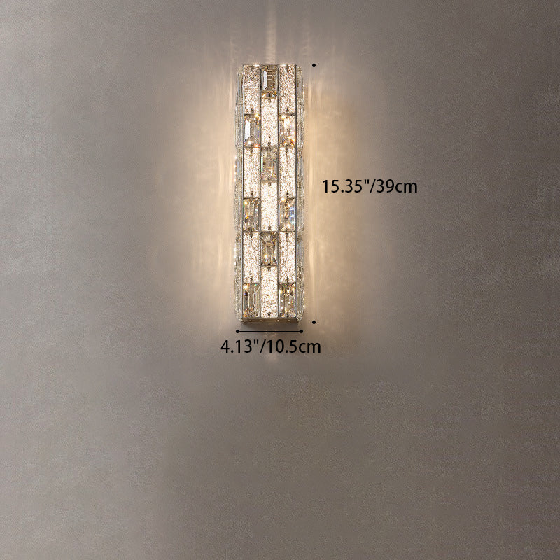 Modern Luxury Rectangle Stainless Steel Crystal LED Wall Sconce Lamp For Bedroom