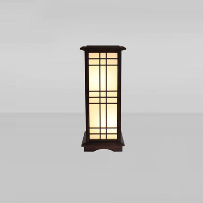 Traditional Chinese Rectangular Parchment Wood 1-Light Standing Floor Lamp For Entertainment Rooms