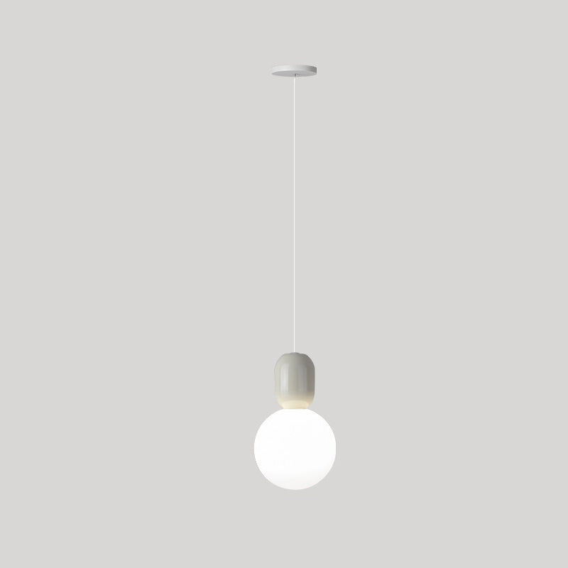 Modern Minimalist Round Ball Hardware Plastic 1-Light Pendant Light For Bedroom