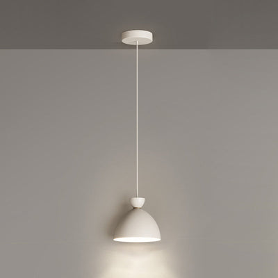 Modern Minimalist Cream Round Bowl Cone Iron 1-Light Pendant Light For Living Room