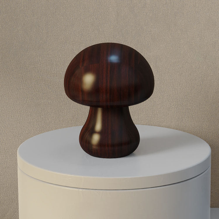 Contemporary Creative Mushroom Rubberwood Beechwood LED Table Lamp For Bedroom