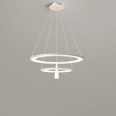 Modern Minimalist Circle Tapered Iron Acrylic LED Chandelier For Living Room