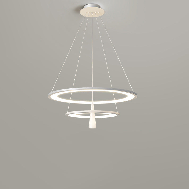 Modern Minimalist Circle Tapered Iron Acrylic LED Chandelier For Living Room