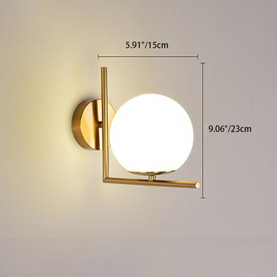 Contemporary Scandinavian Round Ball Iron Glass 1-Light Wall Sconce Lamp For Bedroom