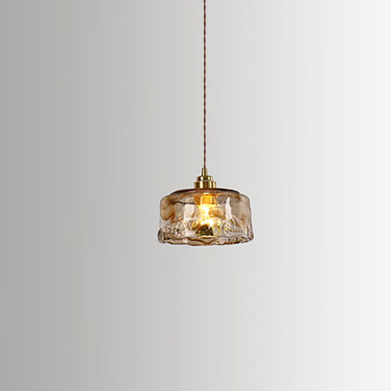 Lampe suspendue vintage à 1 lumière en verre ambré 