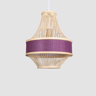 Modern Boho Bamboo Weaving Lantern Fabric 1-Light Pendant Light For Dining Room