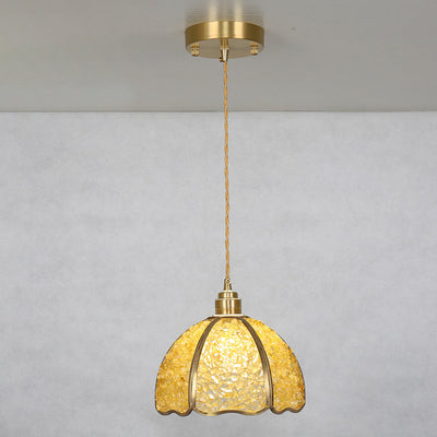 Modern Art Deco Half Round Ball Copper Crystal 1-Light Pendant Light For Dining Room