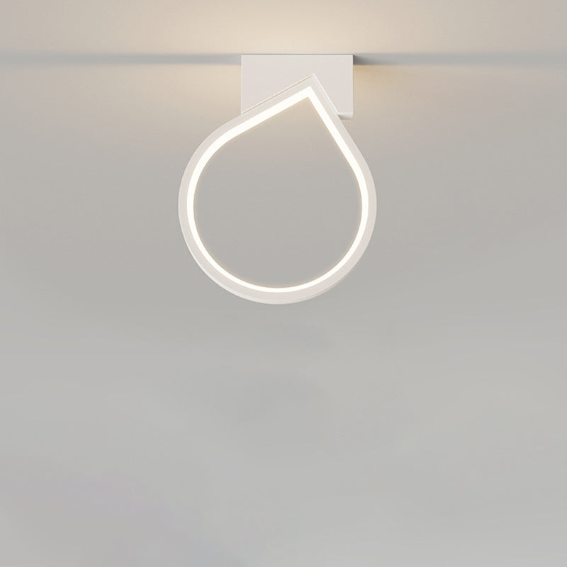 Modern Simplicity Iron Aluminum PVC Rectangle Square Teardrop LED Semi-Flush Mount Ceiling Light For Living Room