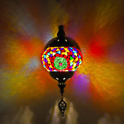 Contemporary Retro Iron Glass Mosaic Globe 1-Light Wall Sconce Lamp For Hallway