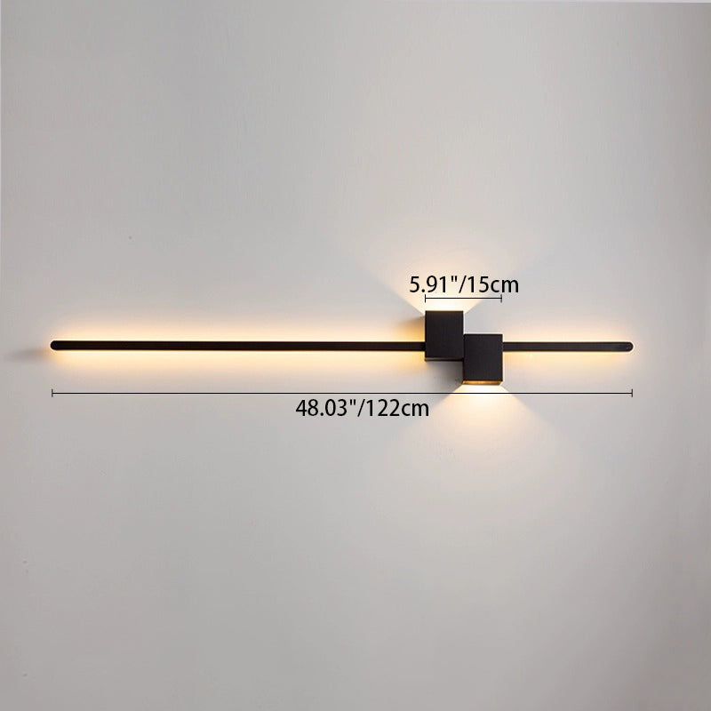 Modern Minimalist Strip Rectangle Iron Aluminum LED Wall Sconce Lamp For Living Room