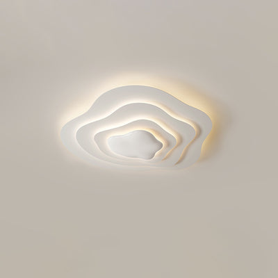 Modern Minimalist Cream Cloud Resin Iron LED Flush Mount Ceiling Light For Bedroom