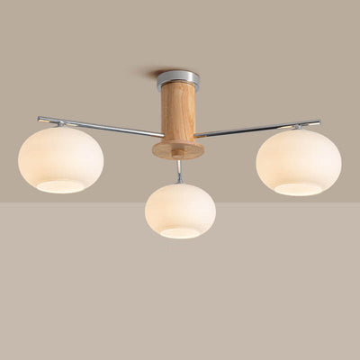 Modern Simplicity Wood Hardware Glass Stripes 3/5/6/8-Light Chandelier For Living Room