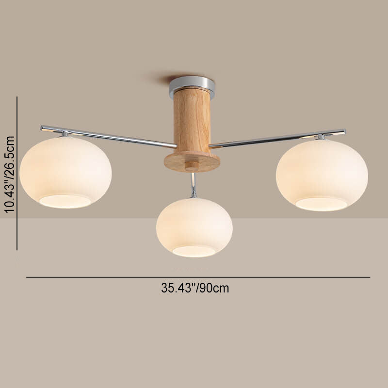 Modern Simplicity Wood Hardware Glass Stripes 3/5/6/8-Light Chandelier For Living Room