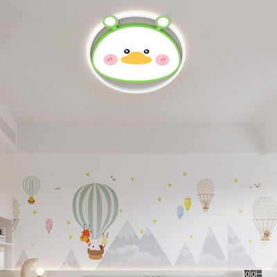 Contemporary Creative Cartoon Animal Duck Acrylic LED Flush Mount Ceiling Light For Bedroom