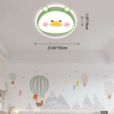 Contemporary Creative Cartoon Animal Duck Acrylic LED Flush Mount Ceiling Light For Bedroom