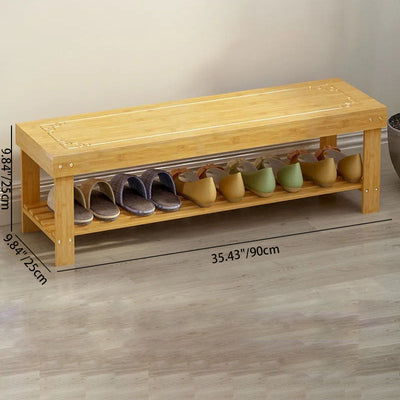 Traditional Chinese Rectangle Heather Bamboo Shoe Storage 1-Shelf For Entryways