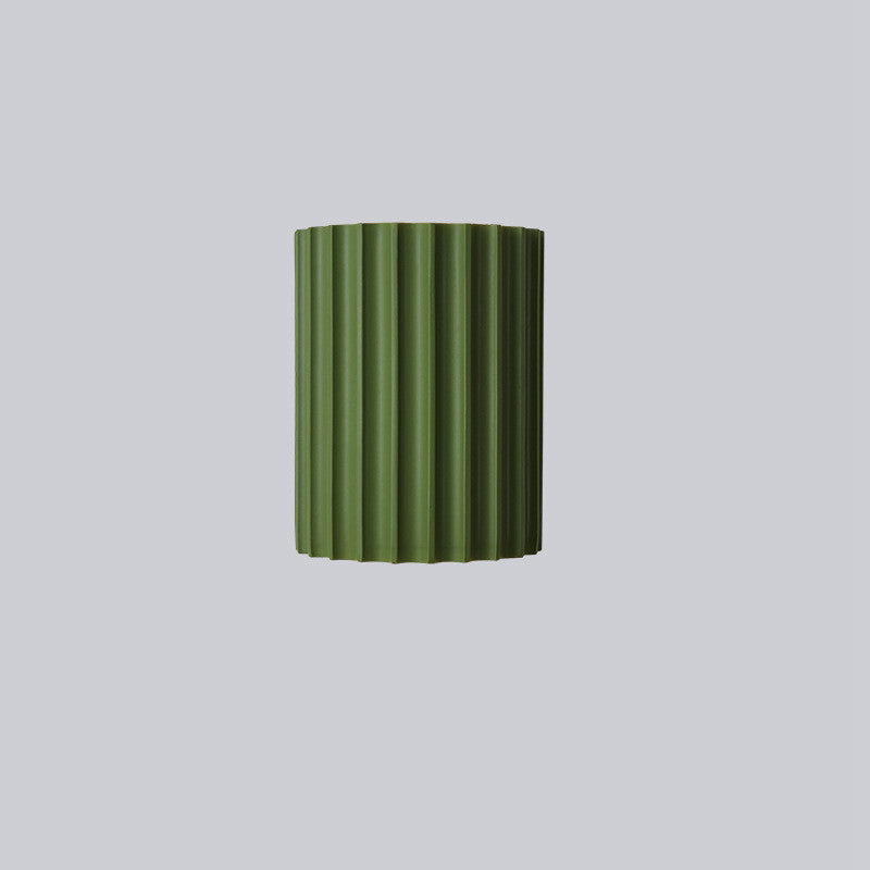 Modern Minimalist Half Cylinder Vertical Stripe Resin 2-Light Wall Sconce Lamp For Living Room