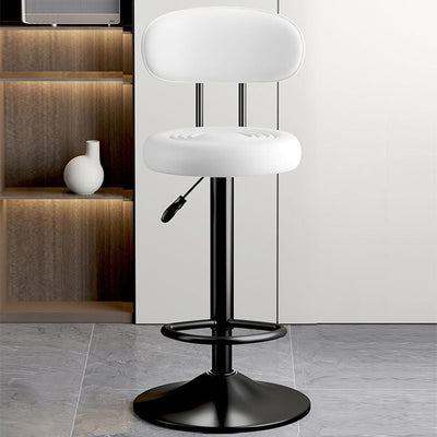 Contemporary Luxury Round Leather Upholstered Swivel Bar Stool Height Adjustable Footrest For Dining Room