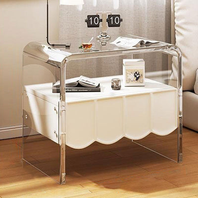 Modern Simplicity Rectangular Tabletop Acrylic Solid Wood Nightstand 1-Drawer For Bedroom