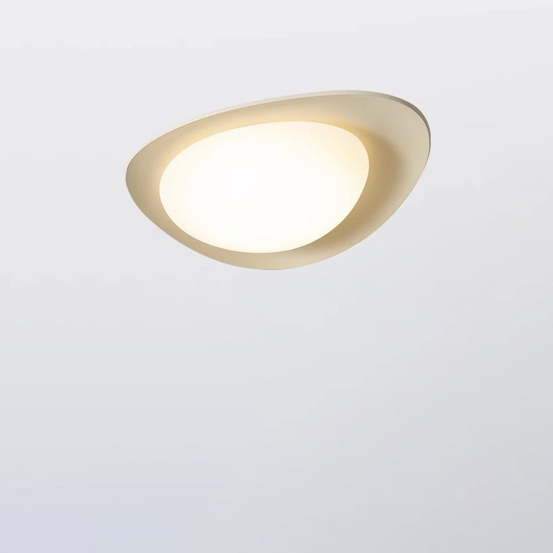 Modern Minimalist Cobblestone Elliptical Resin PE LED Flush Mount Ceiling Light For Bedroom