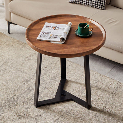 Contemporary Nordic Round Iron Plate Coffee Table 2-Tier For Living Room