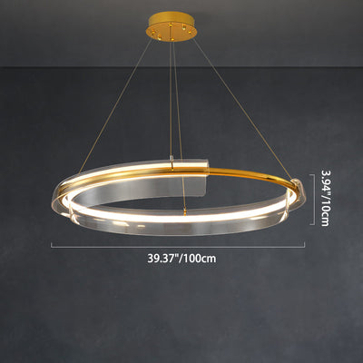 Contemporary Nordic Circle Round Tube Aluminum Acrylic LED Chandelier For Living Room