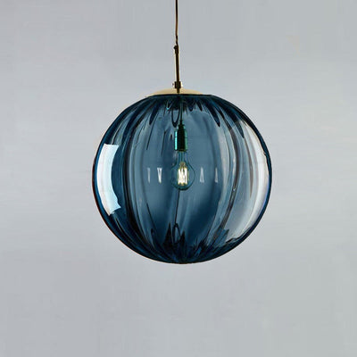 Contemporary Nordic Water-Ripple Glass Spherical Shade 1-Light Pendant Light For Living Room