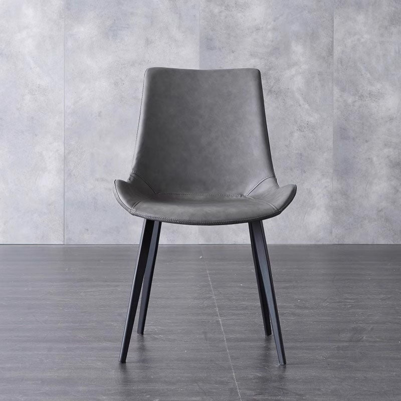 Contemporary Scandinavian Leather Carbon Steel Sponge Square Curved Dinining Chair Backrest For Dining Room