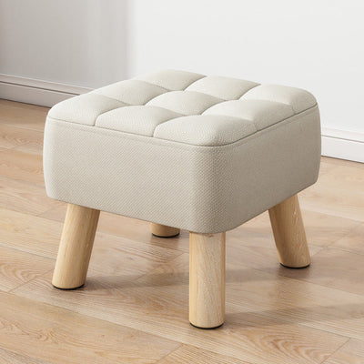 Modern Minimalist Square Fabric Solid Wood Low Stool For Living Room