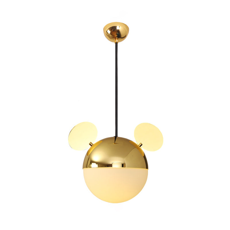 Contemporary Creative Cartoon Animal Iron Glass Ball 1-Light Pendant Light For Living Room