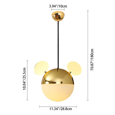 Contemporary Creative Cartoon Animal Iron Glass Ball 1-Light Pendant Light For Living Room