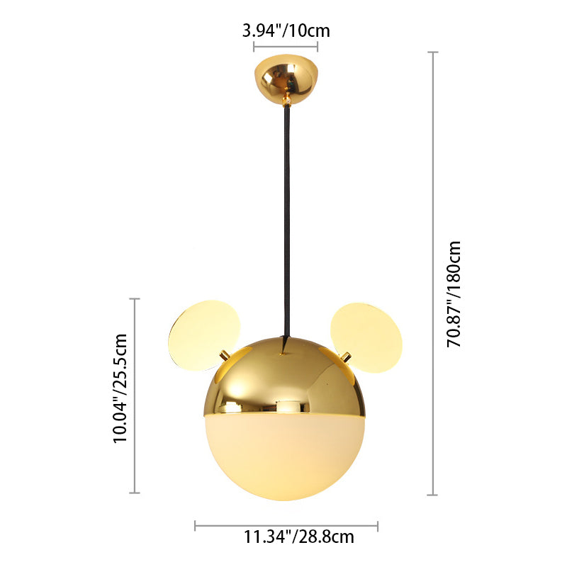 Contemporary Creative Cartoon Animal Iron Glass Ball 1-Light Pendant Light For Living Room