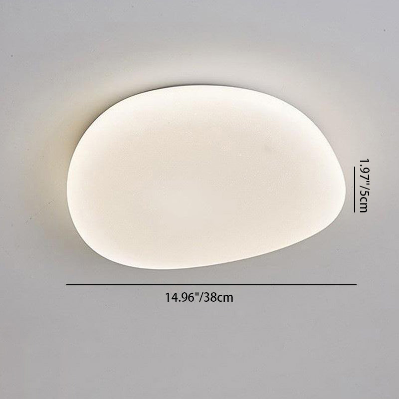 Modern Minimalist Pebble Shape Acrylic Hardware LED Flush Mount Ceiling Light For Bedroom