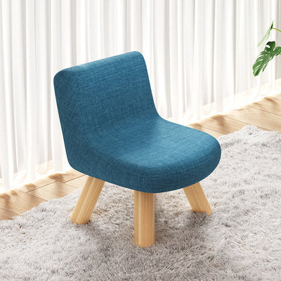 Modern Minimalist Square Linen Solid Wood Chair Backrest Armless For Living Room