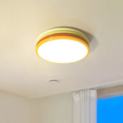 Modern Minimalist Macaron Round Aluminum Acrylic LED Flush Mount Ceiling Light For Living Room