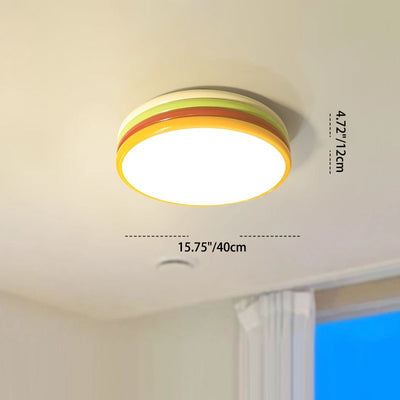 Modern Minimalist Macaron Round Aluminum Acrylic LED Flush Mount Ceiling Light For Living Room